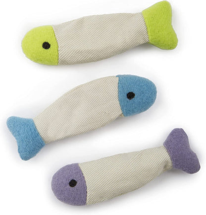 (3 Count) Fish Flop Crinkle Catnip Cat Toys - Multi Color, 3 Count